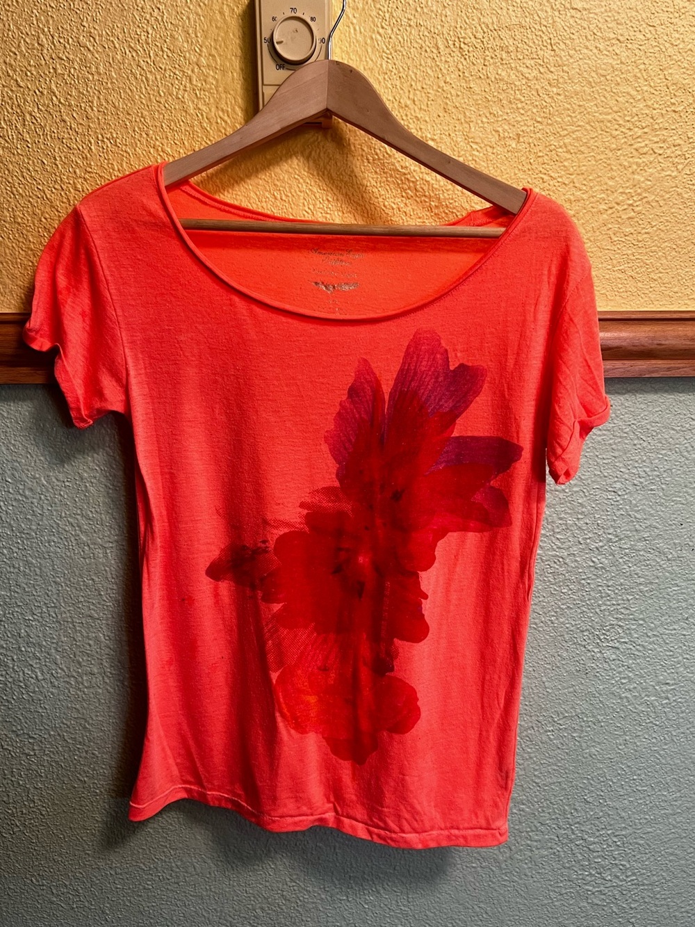 American Eagle Orange Floral Print Top | Y2K Boho